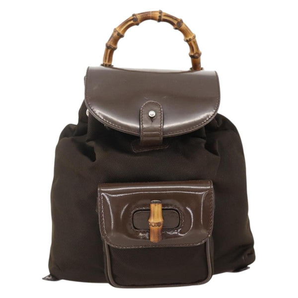 Gucci Vintage Bamboo Backpack Nylon and Patent Leather Mini - image 1