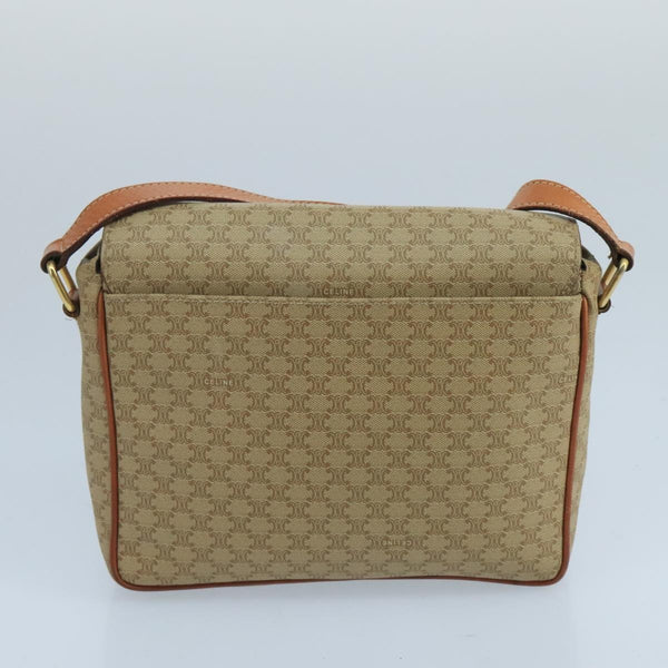 Celine Vintage Macadam Circle Logo Shoulder Bag Canvas and Leather