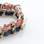 Chanel Coco mark chain 2 bracelet Metal and denim - image 4