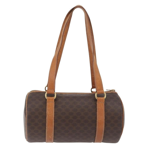 Celine Vintage Macadam Shoulder Bag Canvas and Leather
