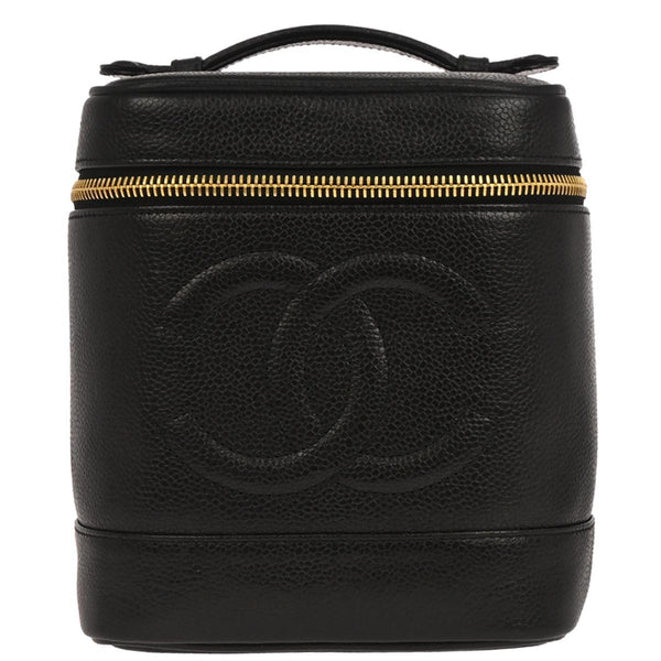 Chanel Vintage Timeless Cosmetic Case Caviar Tall - image 1