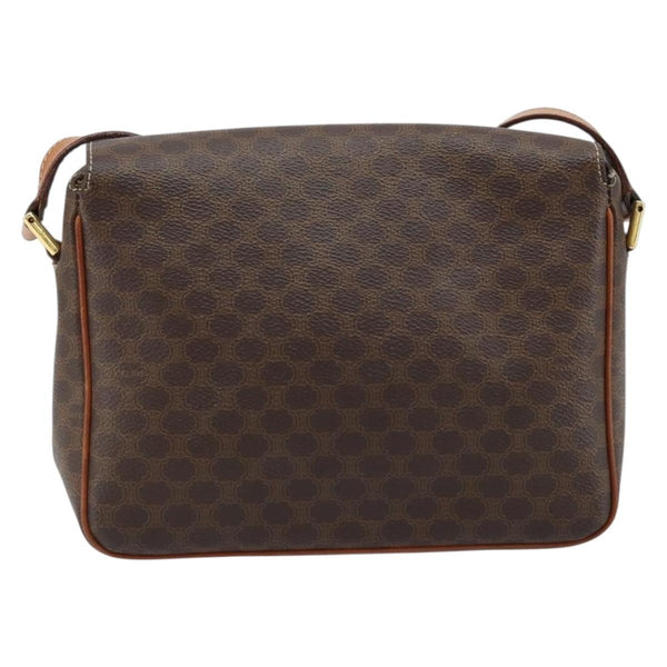 Celine Vintage Macadam Circle Logo Shoulder Bag Canvas and Leather