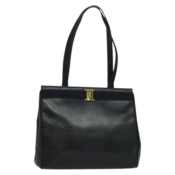 Salvatore Ferragamo Vintage Vara Bow Tote Lizard Embossed Leather Medium - image 1