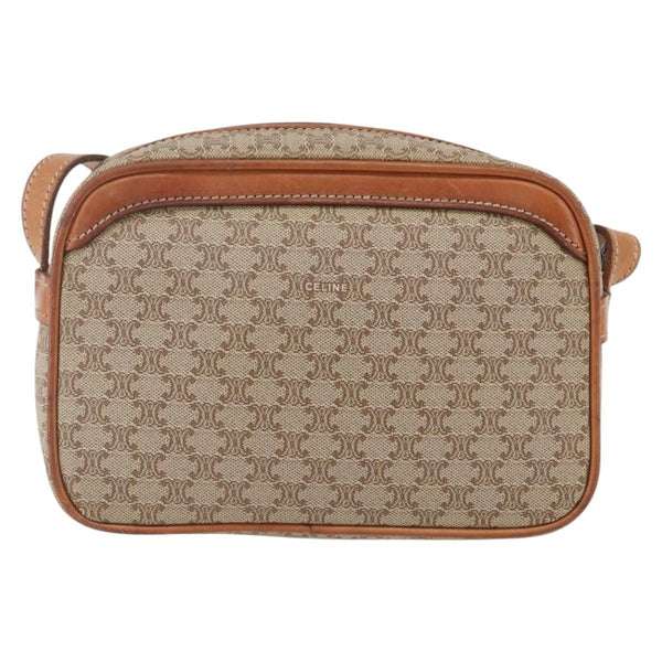 Celine Vintage Macadam Shoulder Bag Canvas and Leather