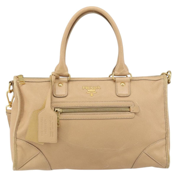 Prada Front Zip Convertible Satchel Cervo Leather Medium - image 1
