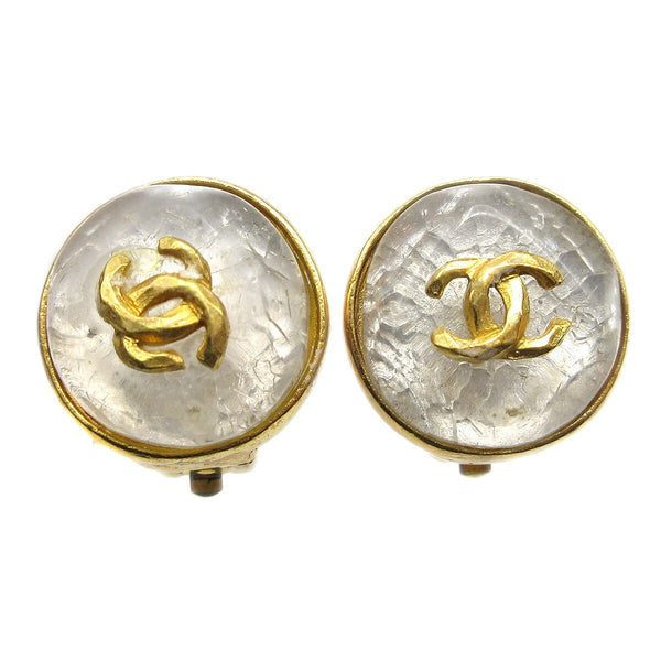 Chanel Vintage CC Round Button Clip-On Earrings Metal - image 1