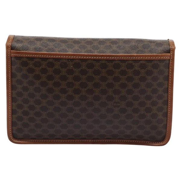 Celine Vintage Macadam Circle Logo Shoulder Bag Canvas and Leather