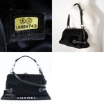 Chanel Vintage CC Side Belted Bowler Bag Check Embossed Velvet Medium - image 5