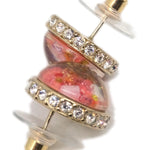 Chanel CC Logo Button Stud Earrings Metal with Crystals - image 3