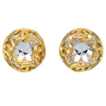 Chanel CC Round Earrings Metal and Crystal - image 1