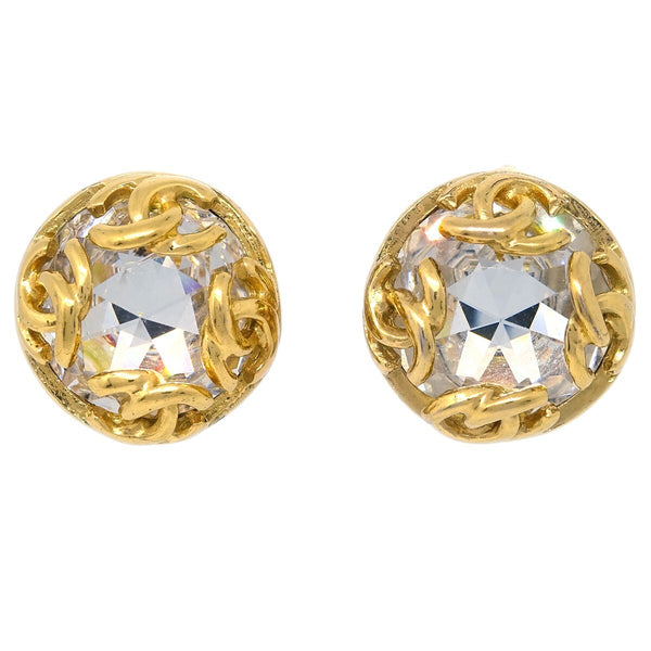 Chanel CC Round Earrings Metal and Crystal - image 1