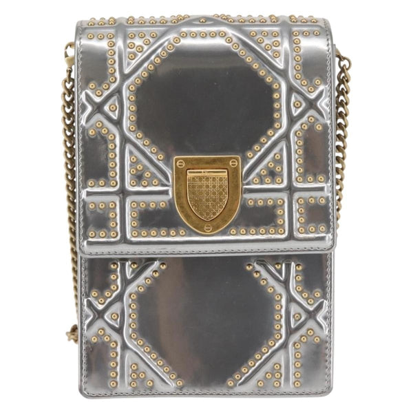 Christian Dior Ultra Matte Diorama Vertical Clutch on Chain Studded Leather - image 1