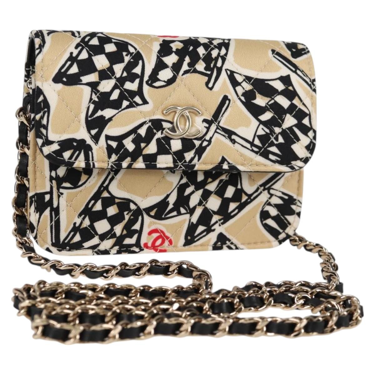 Chanel Flap Card Holder on Chain Quilted Printed Canvas - image 1