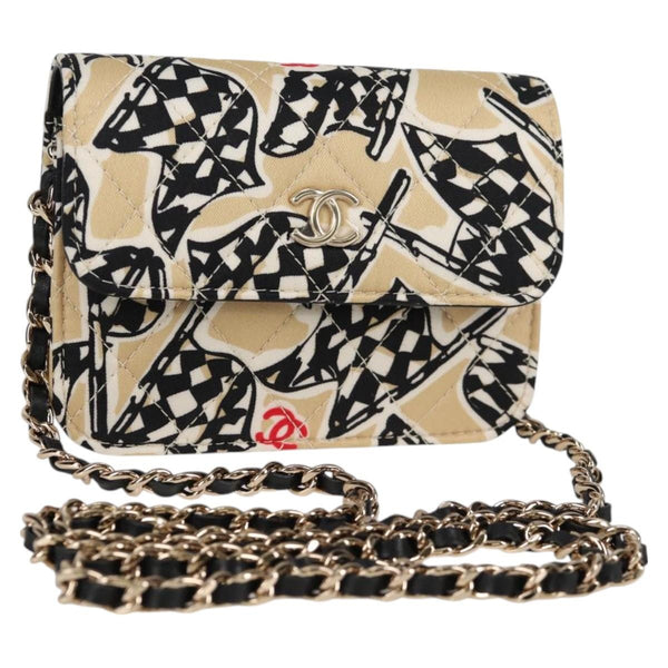 Chanel Flap Card Holder on Chain Quilted Printed Canvas - image 1