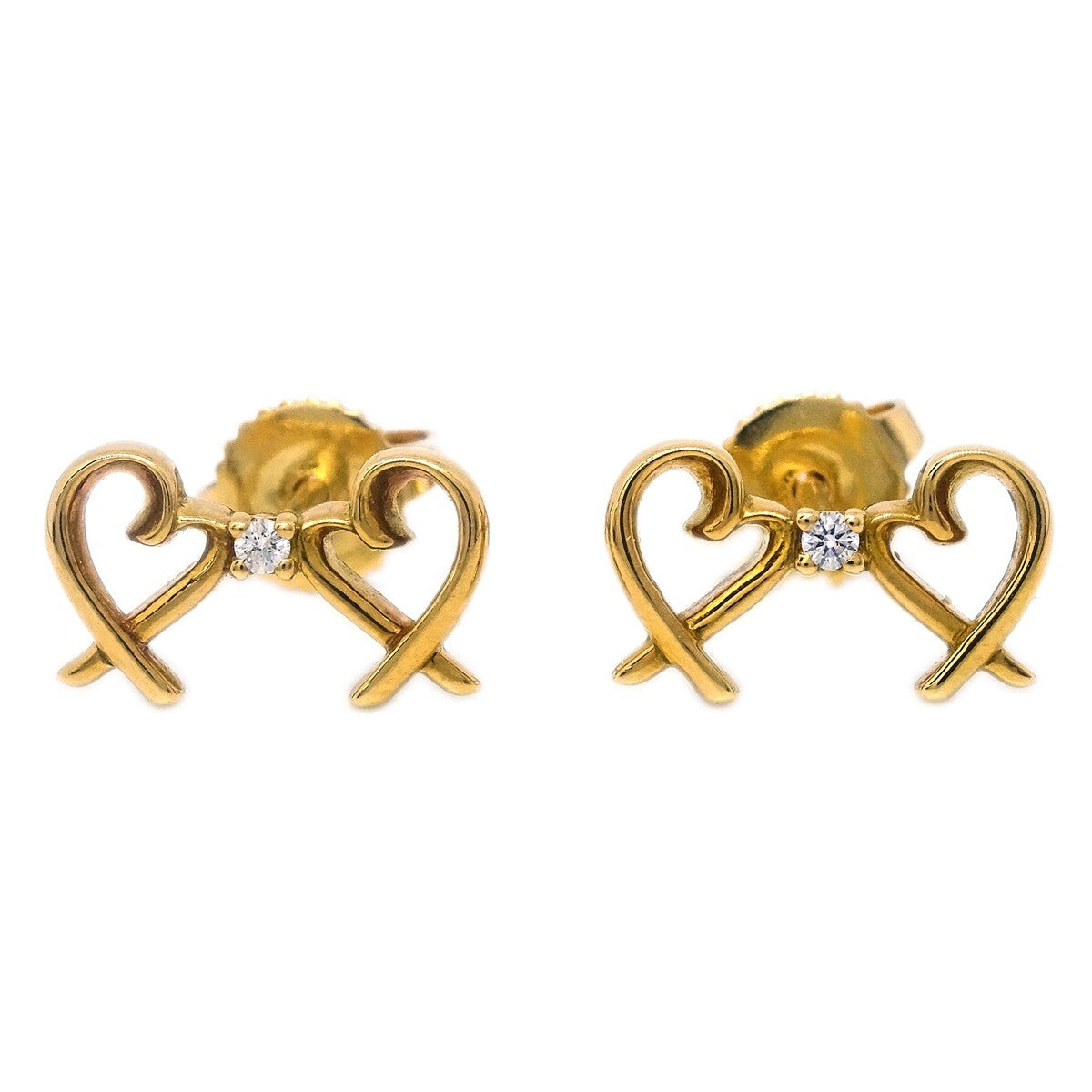 Tiffany & Co. Paloma Picasso Double Loving Heart Earrings 18K Yellow Gold with Diamonds - image 1