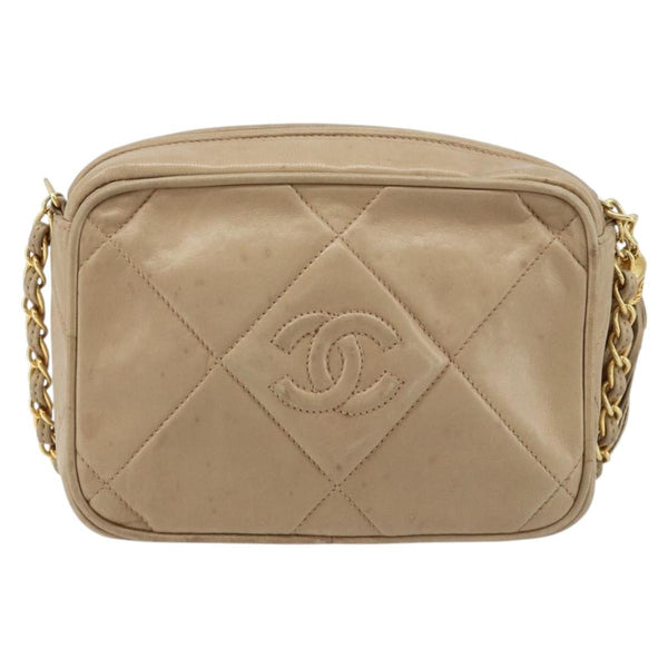 Chanel Vintage Diamond CC Camera Bag Quilted Lambskin Large