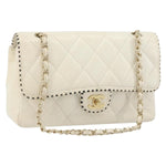 Chanel Vintage Punched Edge Classic Single Flap Bag Quilted Lambskin Medium - image 19