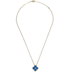 Van Cleef & Arpels Vintage Alhambra Pendant Necklace 18K Yellow Gold and Blue Sevres Porcelain with Diamond - image 1