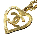 Chanel CC Heart Pendant Necklace Metal - image 3