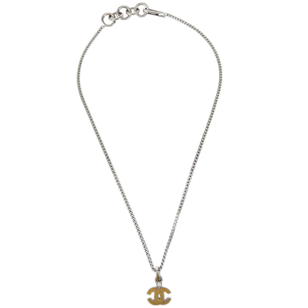 Chanel Vintage CC Pendent Necklace Plated Metal - image 1