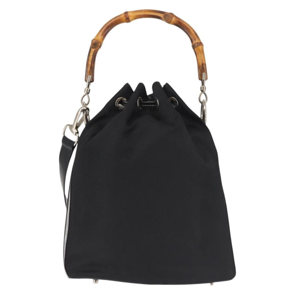 Gucci Vintage Bamboo Bucket Bag Nylon and Leather Small