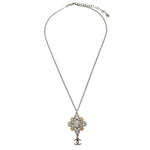 Chanel CC Cluster Drop Pendant Necklace Metal with Crystals - image 1