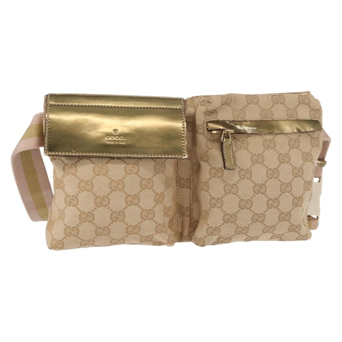 Gucci Vintage Double Belt Bag GG Coated Canvas with Leather - image 1
