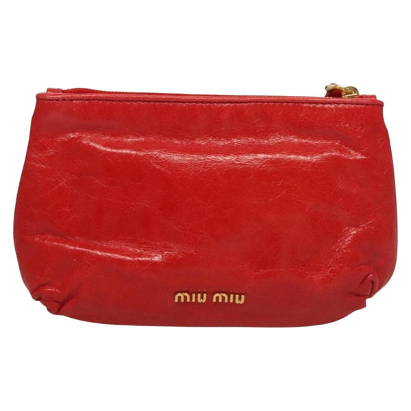 Miu Miu Zip Wristlet Pouch Leather