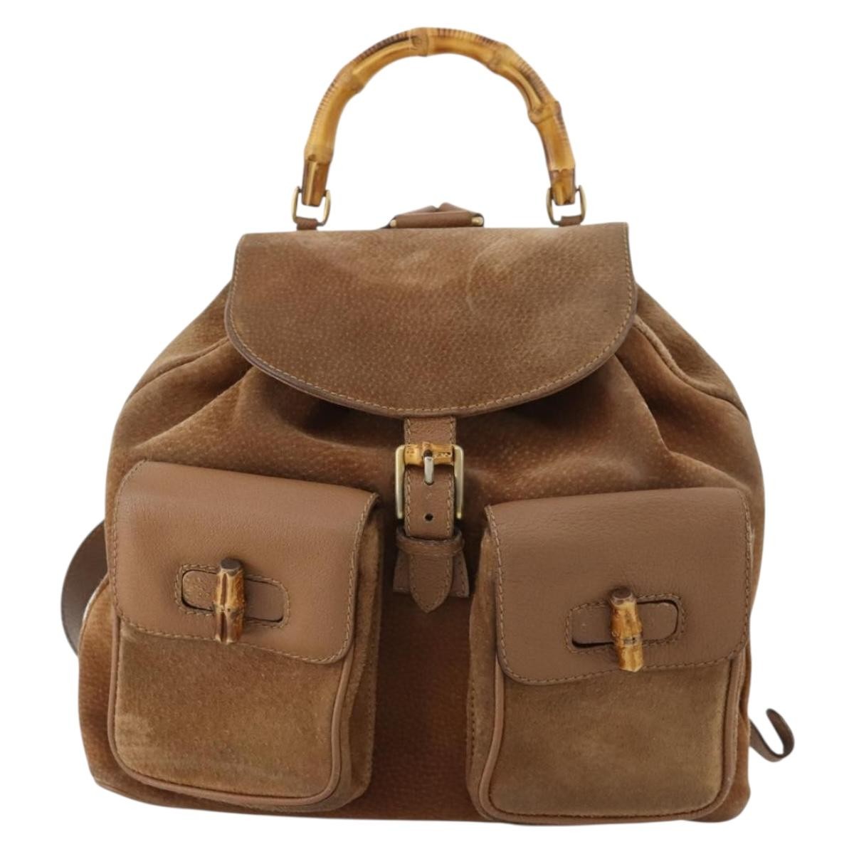 Gucci Vintage Bamboo Backpack Suede and Leather - image 1
