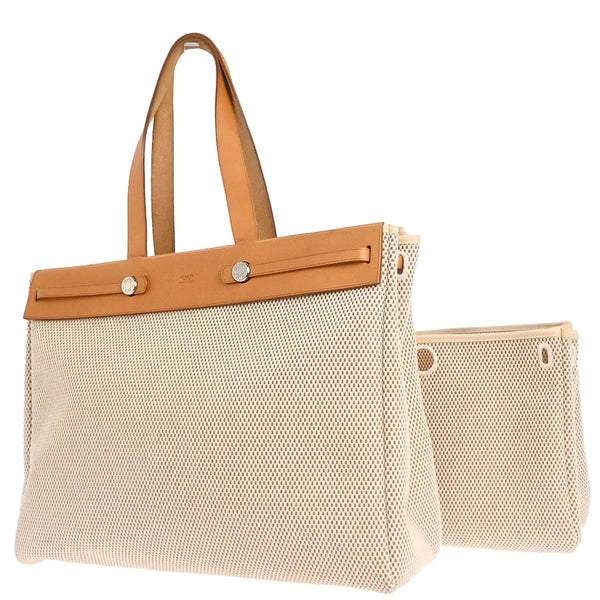 Hermes Herbag Cabas Toile and Leather GM