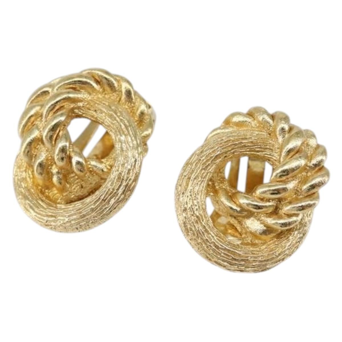Christian Dior Vintage Round Clip-On Earrings Metal - image 1