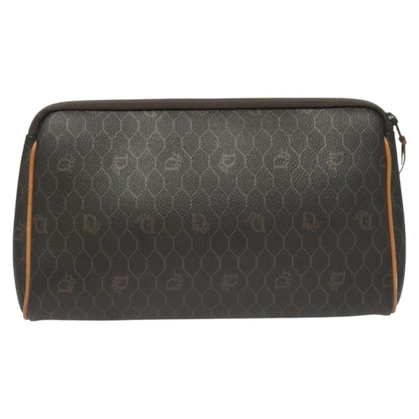 Christian Dior Vintage Honeycomb Zip Pouch Canvas and Leather