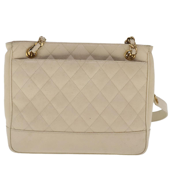 Chanel Vintage Slit Pocket Shoulder Bag Quilted Caviar Medium