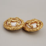 Chanel Vintage CC Logo Round Clip-on Earrings Metal with Crystals - image 3