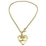 Chanel CC Heart Pendant Necklace Metal - image 1