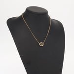 Christian Dior Vintage Logo Round Pendant Necklace Metal and Crystals - image 9