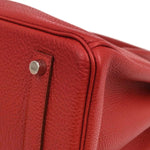 Hermes Birkin Handbag Red Togo with Palladium Hardware 35 - image 7