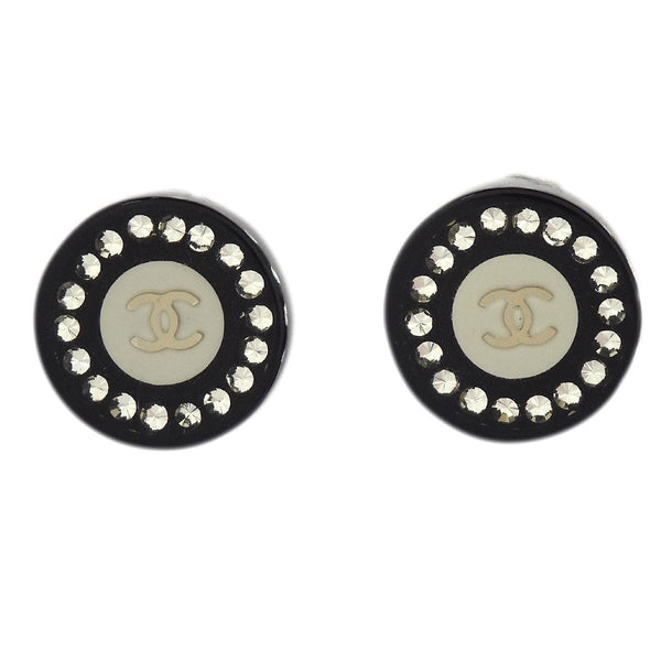 Chanel Vintage CC Round Button Clip-On Earrings Metal - image 1