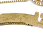 Chanel Logo Bangle with Chain Attached CC Ring Metal with Crystal - image 3
