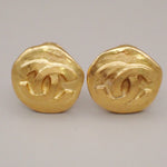 Chanel Vintage CC Round Clip-On Earrings Metal Small - image 1