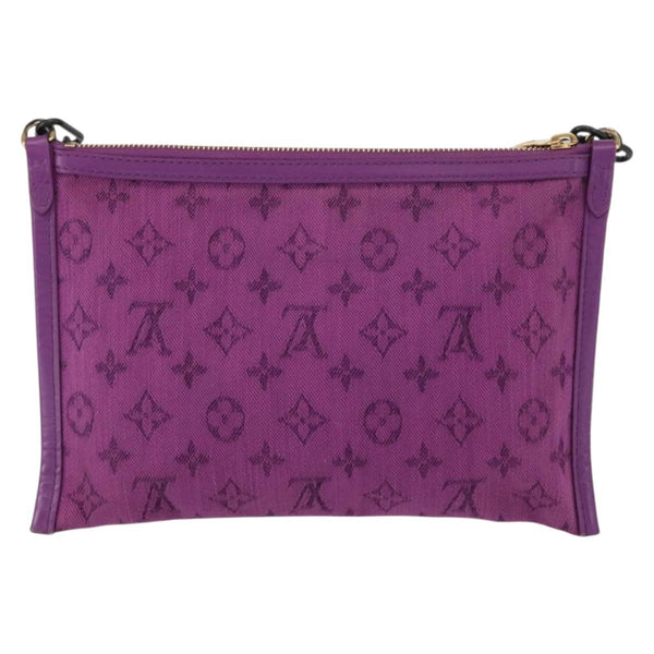 Louis Vuitton Double Flat Messenger Bag Limited Edition Logo Story Monogram Canvas and Denim
