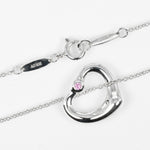 Tiffany & Co. Elsa Peretti Open Heart Pendant Necklace Sterling Silver with Pink Sapphire 16mm - image 5