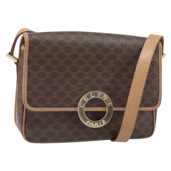 Celine Vintage Macadam Circle Logo Shoulder Bag Canvas and Leather - image 1