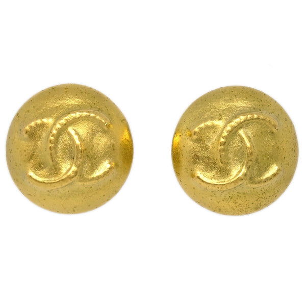 Chanel Vintage CC Round Clip-On Earrings Metal Small - image 1