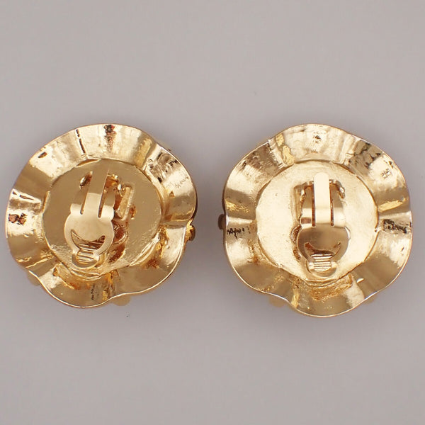 Chanel Vintage Clip-On Earrings Metal with Faux Pearl