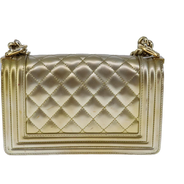 Chanel Boy Flap Bag Quilted Patent Small