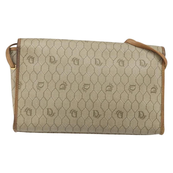 Christian Dior Vintage Honeycomb Shoulder Bag Canvas and Leather