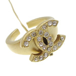 Chanel Logo Bangle with Chain Attached CC Ring Metal with Crystal - image 3