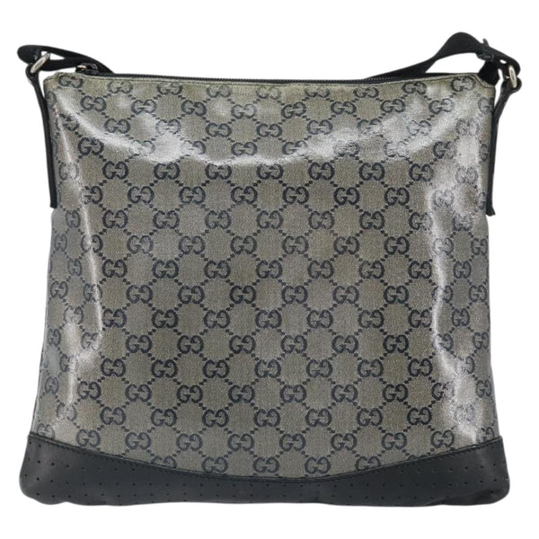 Gucci Zip Messenger Bag GG Canvas with Perforated Leather Medium