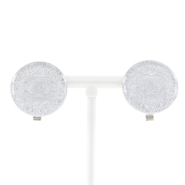 Chanel CC Round Clip-On Earrings Glitter Resin - image 1